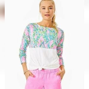 Lilly Pulitzer Finn Top Long Sleeve Cotton Multi Unicorn of the Sea Size Medium